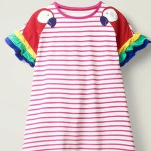 Boden Pink & White Striped Parrot Dress